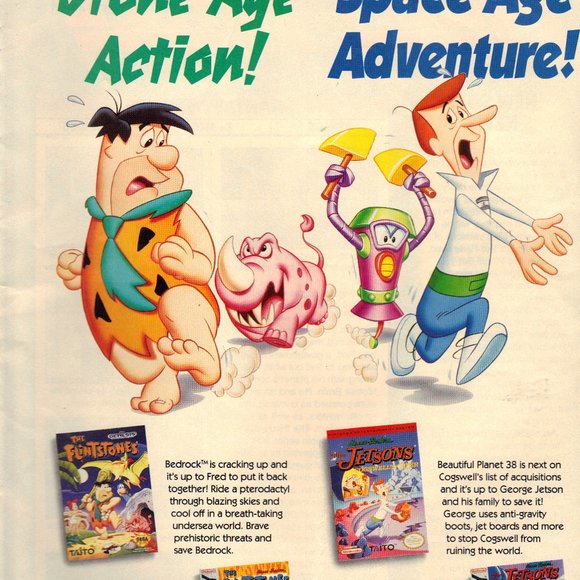 Vintage 1993 Print Ad for Flintstones and Jetsons Video Game - Game Boy - Picture 1 of 1